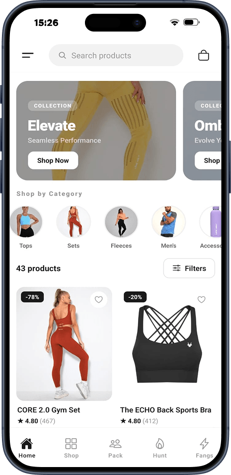 Mobile app screen